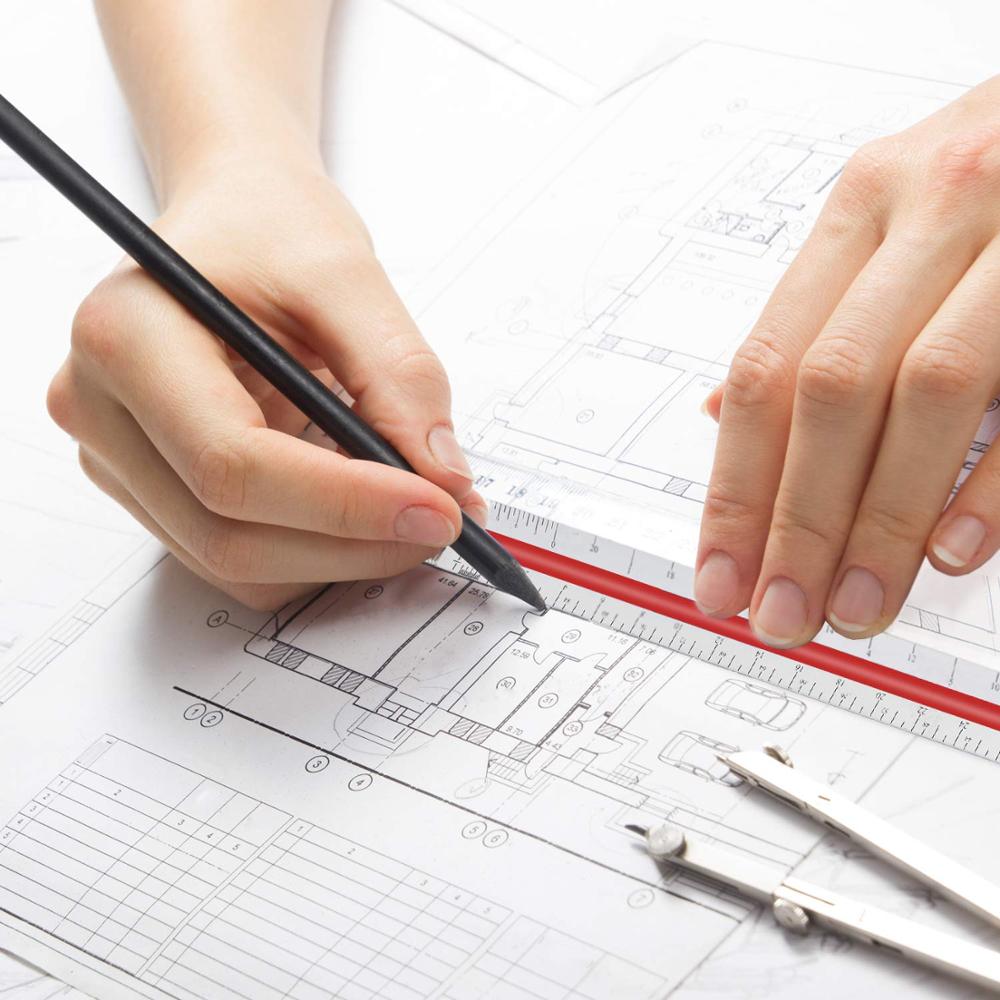 12 Inch Triangular Architect Scale Aluminum Architectural Triangle Ruler for Blueprint Drafting