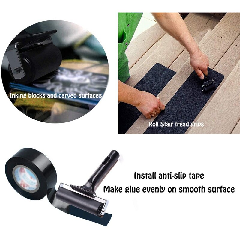 2 Pcs Rubber Brayer Roller for Printmaking/Crafts/Stamping Gluing, Brayer Ink Roller Anti-Skid Tape Construction Tool