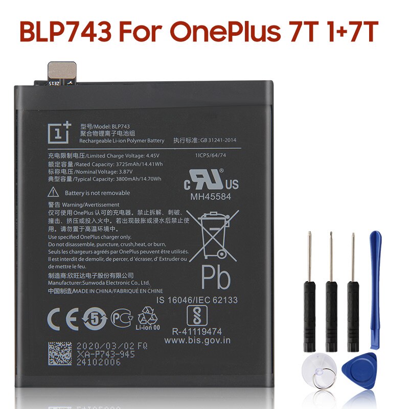 Original Ersatz Batterie BLP637 BLP685 BLP699 BLP743 BLP745 Für OnePlus 1 2 3T 5 5T 6 6T 7 7 Pro 7T 7T Pro Telefon Batterien: For OnePlus 7T