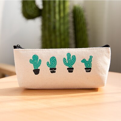 1PC Cute Many Styles Cactus Canvas Pencil Cases Student Stationery Pen Bag School Office Pencil Bags Lovelty Pencil Pouch: 10