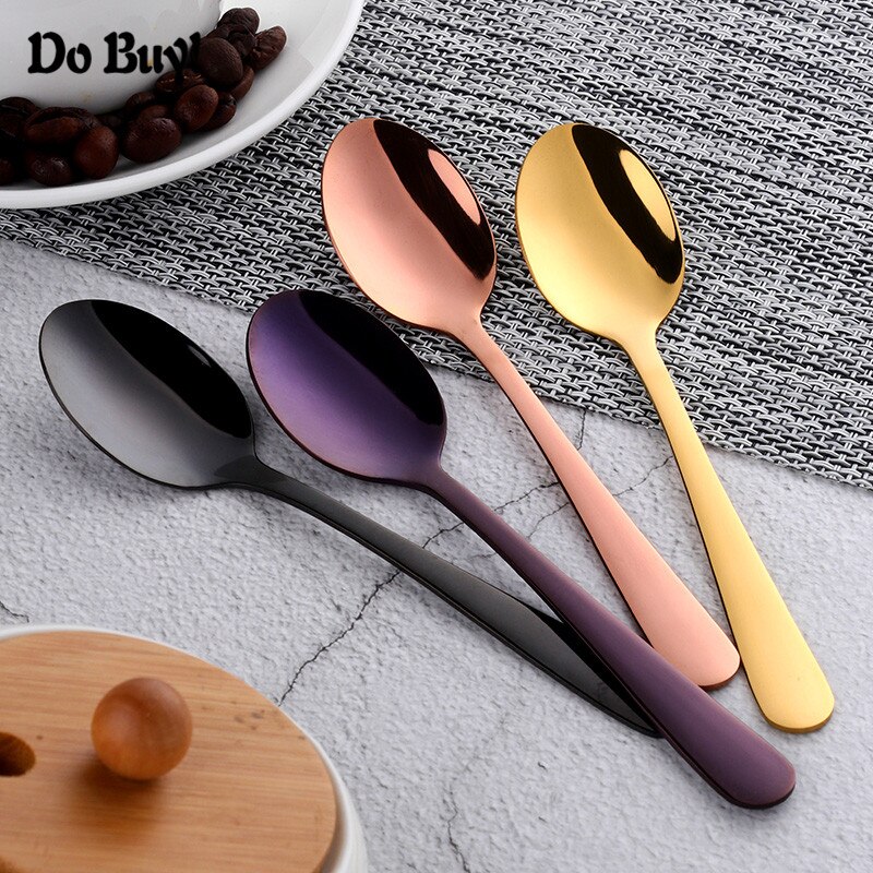 5 Pcs/Set Coffee Spoon Gold Spoon Gold Dinnerware Set Stainless Steel Coffee Spoon Dessert Tableware Kitchen Dinnerware Set