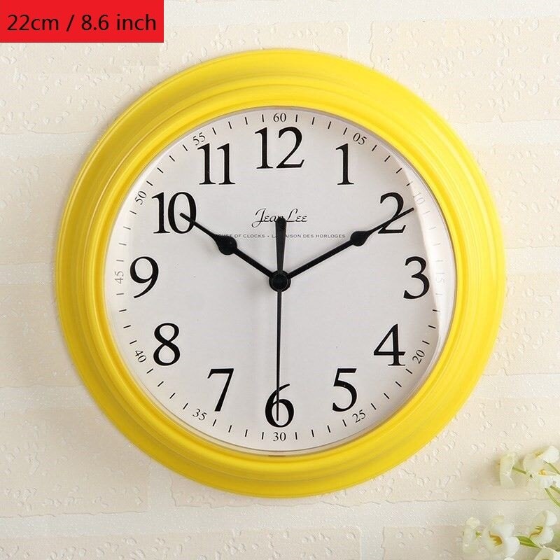 Modern Minimalism Wall Clock Mute Classic Nordic Thick Border Hanging Watch 3D Reloj Pared Bedroom Living Room Home Decor: Yellow 22cm