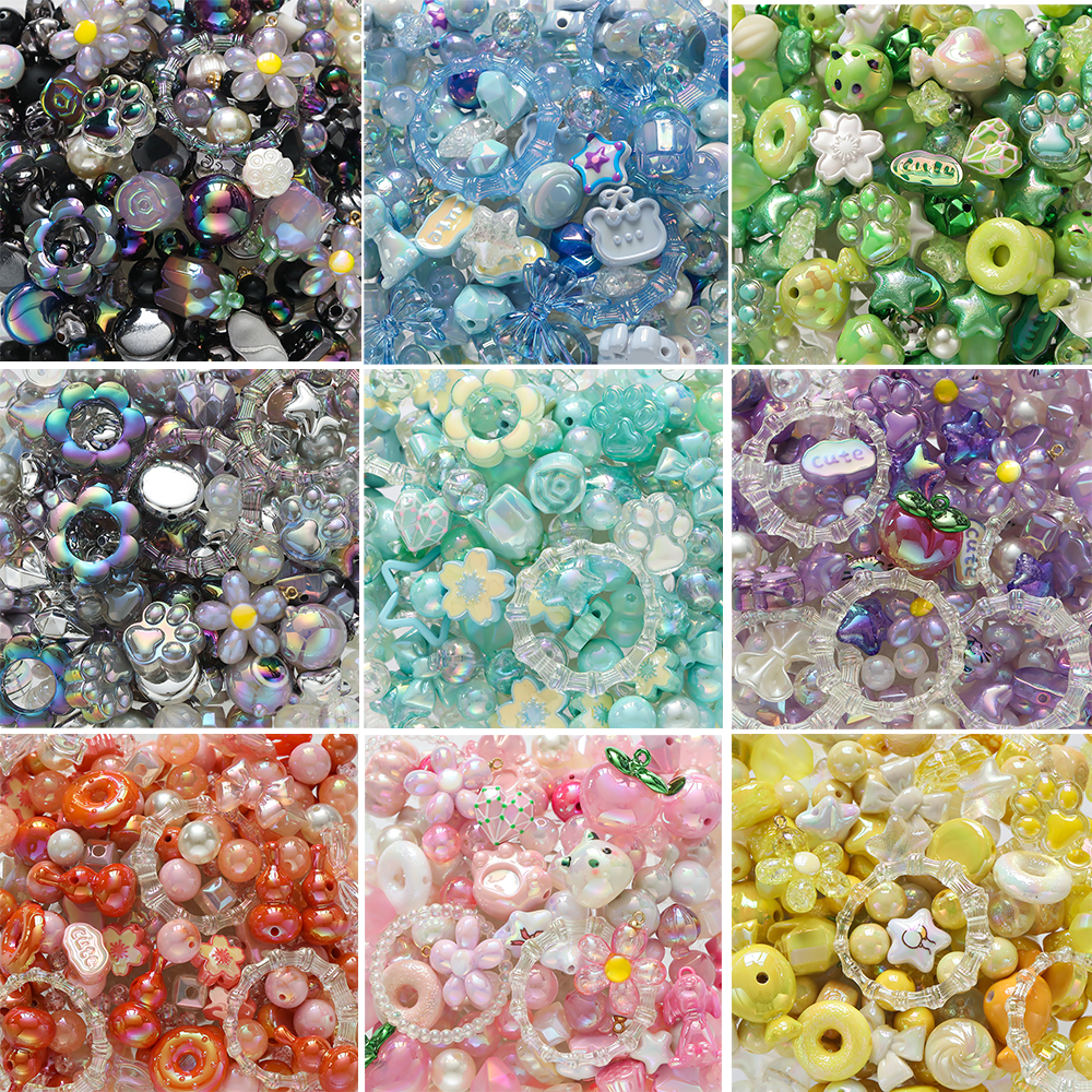 20 gramos, cuentas mezcladas acrílicas de 12 ~ 50mm, cuentas espaciadoras sueltas para fabricación de joyería, accesorios para pulseras, collares y pendientes DIY