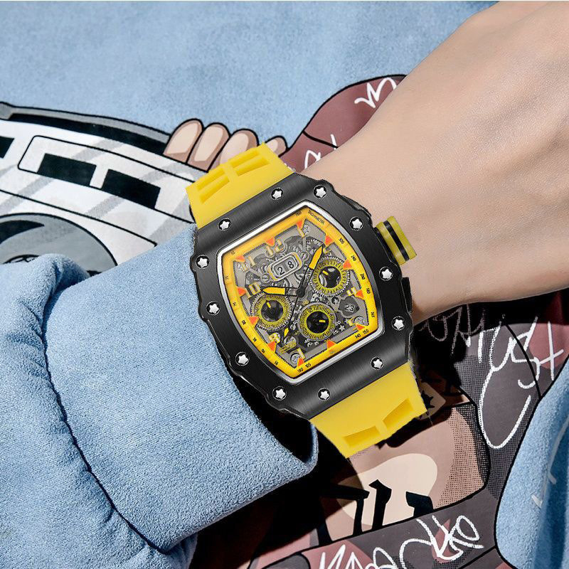 Reloj de pulsera de cuarzo de lujo para hombre, hueco, tendencia, ninguna máquina, reloj automático de cuarzo hueco luminoso resistente al agua para hombre