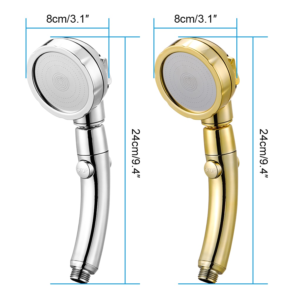 Cabeça de chuveiro portátil de alta pressão chrome 3 configuração spary com ligar/desligar interruptor pausa economia água ajustável luxo spa det