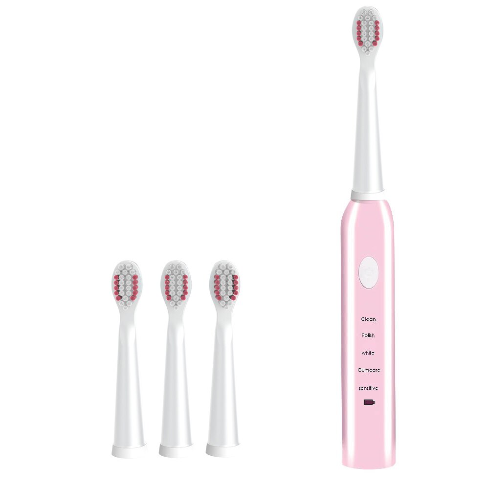Powerful Ultrasonic Sonic Electric Toothbrush USB Charge Rechargeable Tooth Brushes Washable Electronic Whitening Teeth Brush: Pink