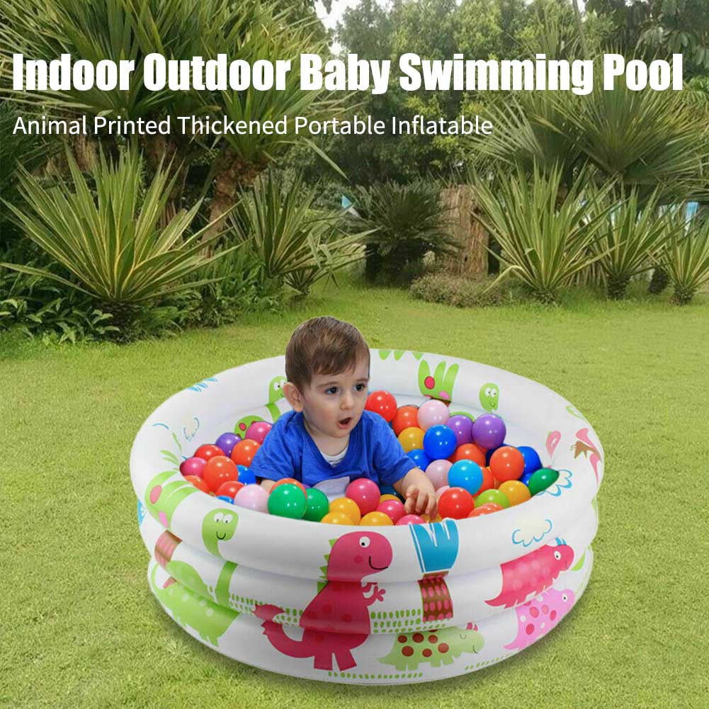 Bärbar uppblåsbar inomhus utomhus vattenleksak sommar barn förtjockad strand trädgård babypool återanvändbar djurtryckt