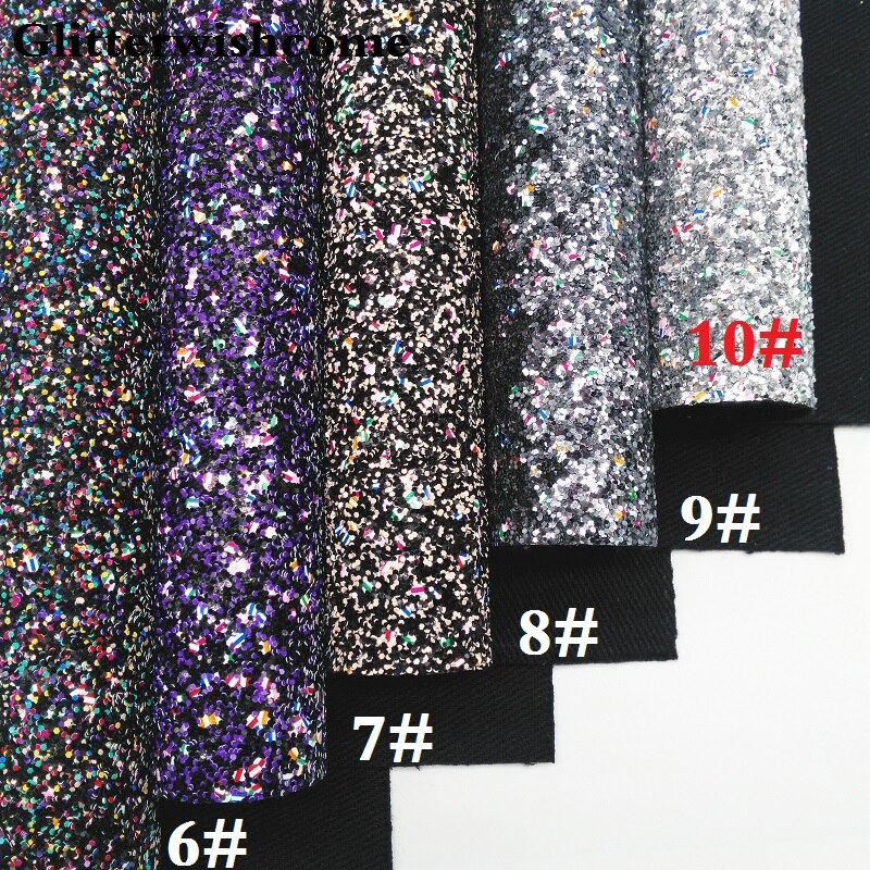Glitterwishcome 21X29CM A4 Size Synthetisch Leer, Chunky Glitter Leer, faux PU Leer stof Vinyl voor Bows, GM037A