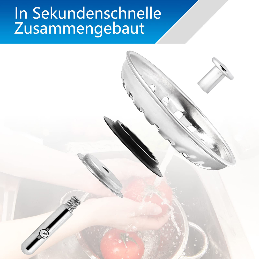 1 Stuks Afvalplug Premium Gootsteen Zeef Vervangende Bak Afvoerfilter Roestvrij Staal 80Mm/82Mm/84Mm 2 Maten Bevestigingspin