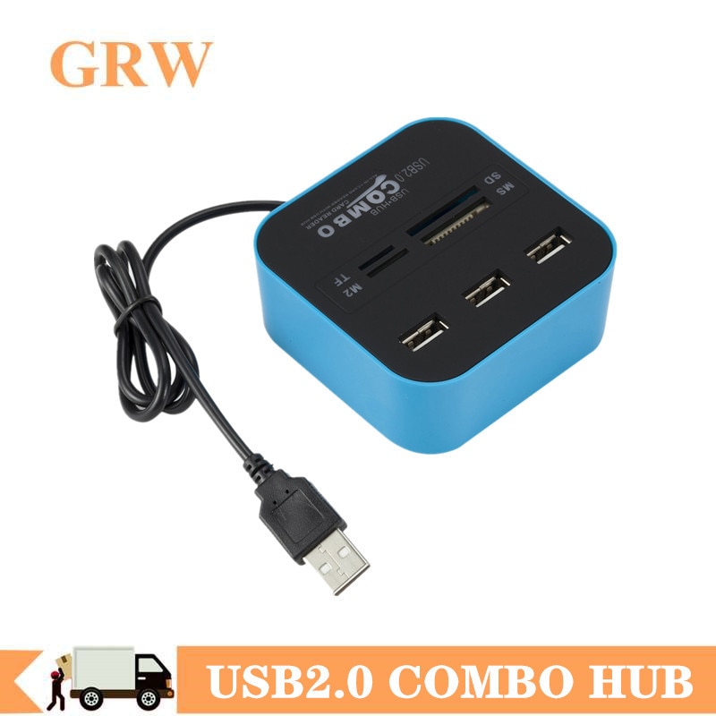 USB HUB 2.0 3 Ports tf Micro SD Card Reader Slot USB Combo HUB Multi Ports All In One USB HUB Adapter Cable For Laptop Computer