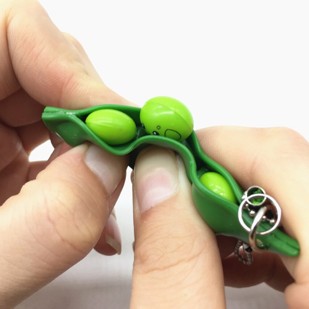 Squishy Infinite Squeeze Edamame Bean Pea Stress Relief Fidget Bean Squishies Toys Keychain Adult Kids Decompression Toys