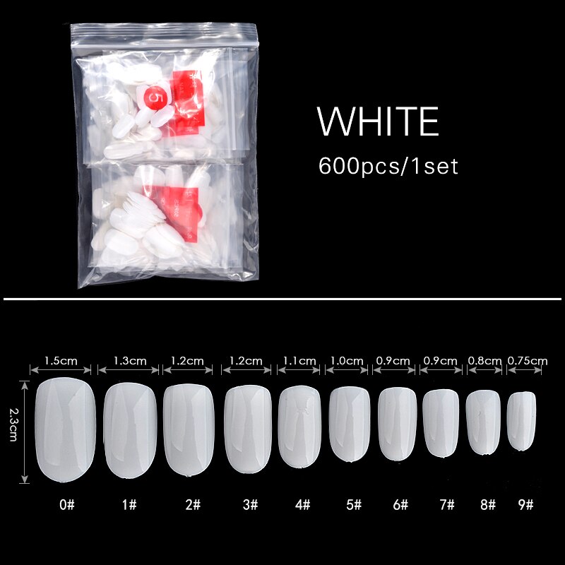 32/500/600 stuks / set acryl nepnagels oefennagelcapsules kunstnagels zachte gel volledige dekking nageltips manicure tools: 04 600 stuks