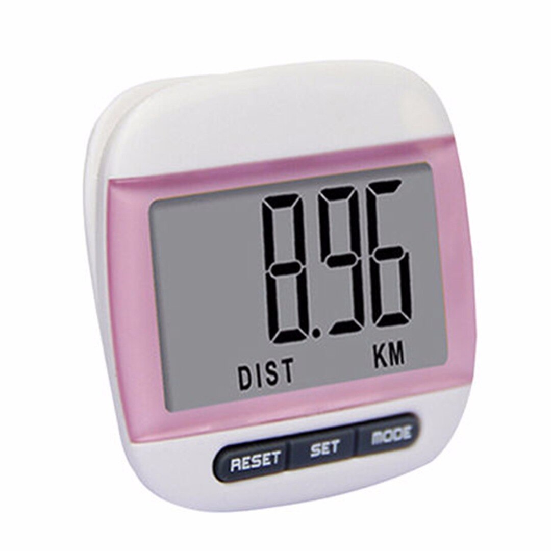 LCD ceinture pince podomètre marche pas compter KM Distance calcul compteur numérique podomètres Fitness équipement: Rose