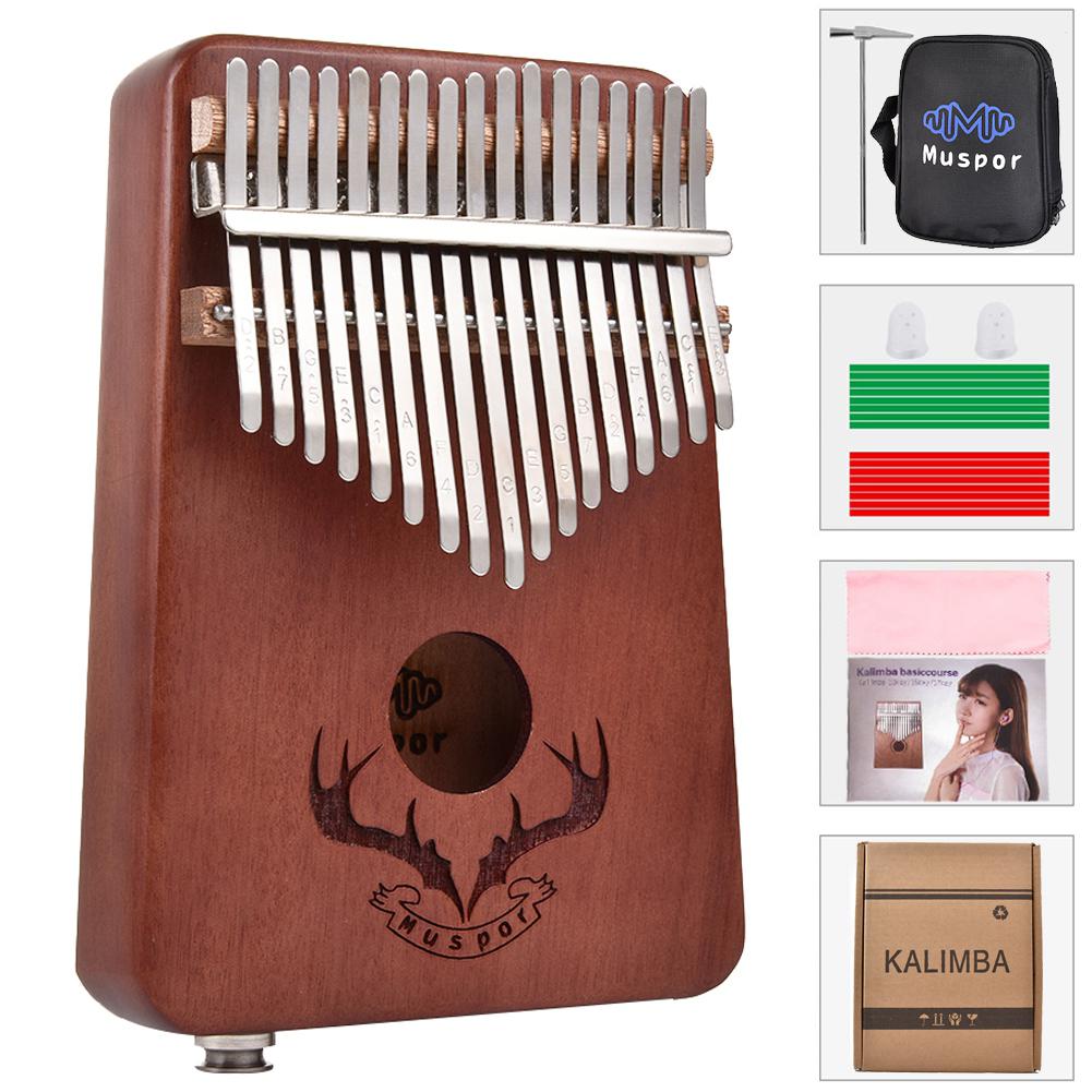 17 Keys EQ Kalimba Mahogany Thumb Piano Kalimba Finger Piano with Electric Pickup Tuner Hammer Beginner Music Learning Keyboard: brown