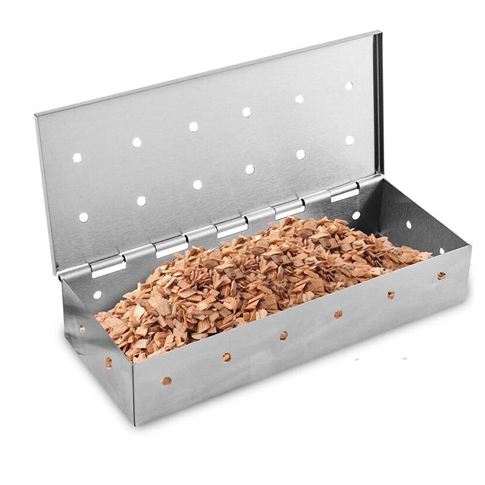 Washable Outdoor BBQ Wood Chip Smoker Box For Grill Stainless Steel Hole Cold Smoke Generator