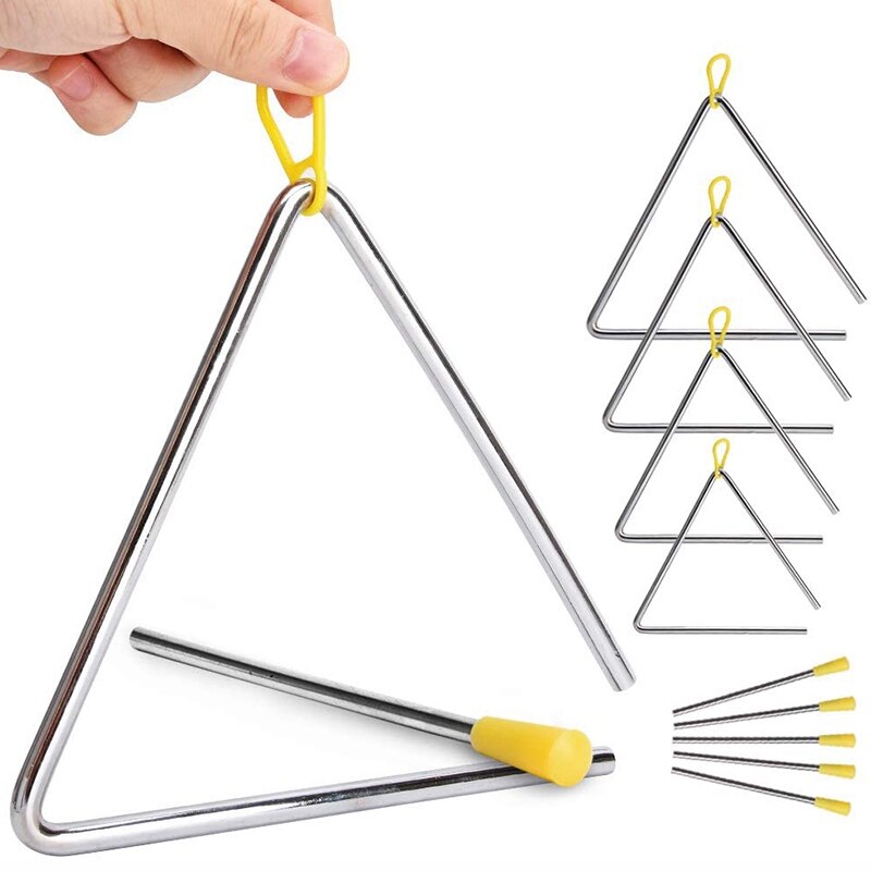 -5PCS Instruments de musique Triple angle groupe Percussion musicale Triple angle Triangolo pour enfants 4/5/6/7/8/pouce
