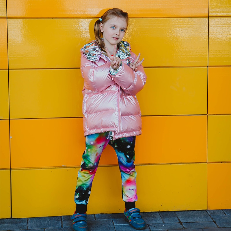 Dragen Op Beide Zijden Jongens Jassen Winter Jas Kids Down Jas Snowsuit Roze Blauw Zilver Jacket Hooded Parka Meisjes Down jassen