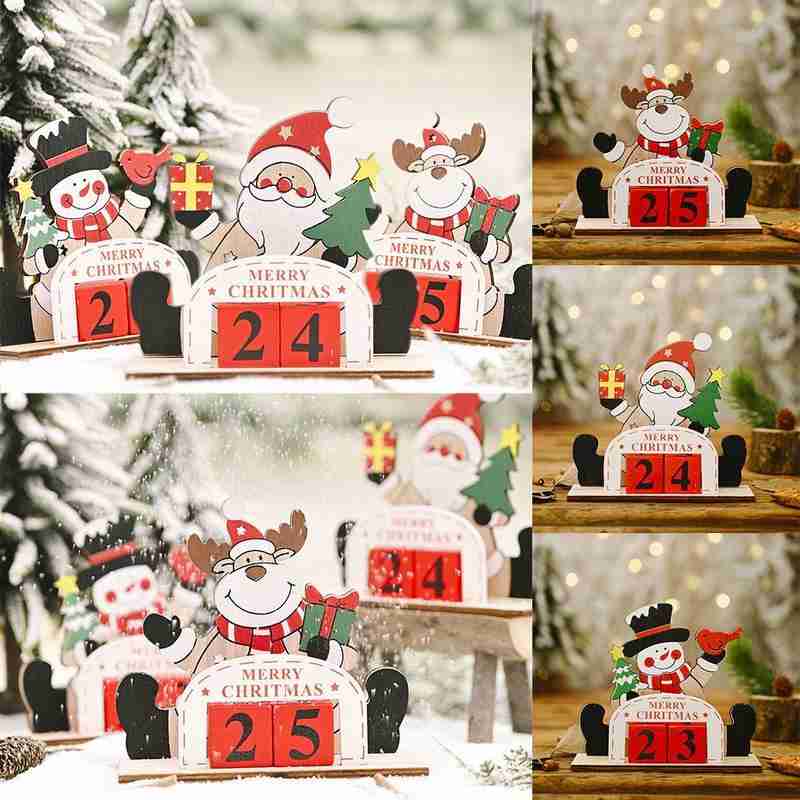 Kerst decoratie feestelijke benodigdheden houten diy countdown kalender santa decoratie creatieve kerst  d8 s 6