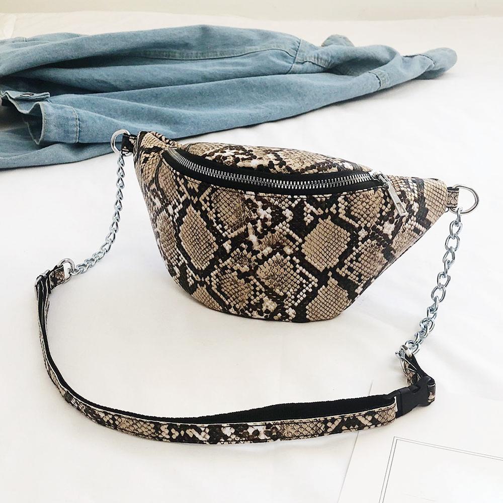 Snake PU Leather Shoulder Waist Bag Small Crossbody Bag For Women Female Chain Messenger Bag Bolso femenino