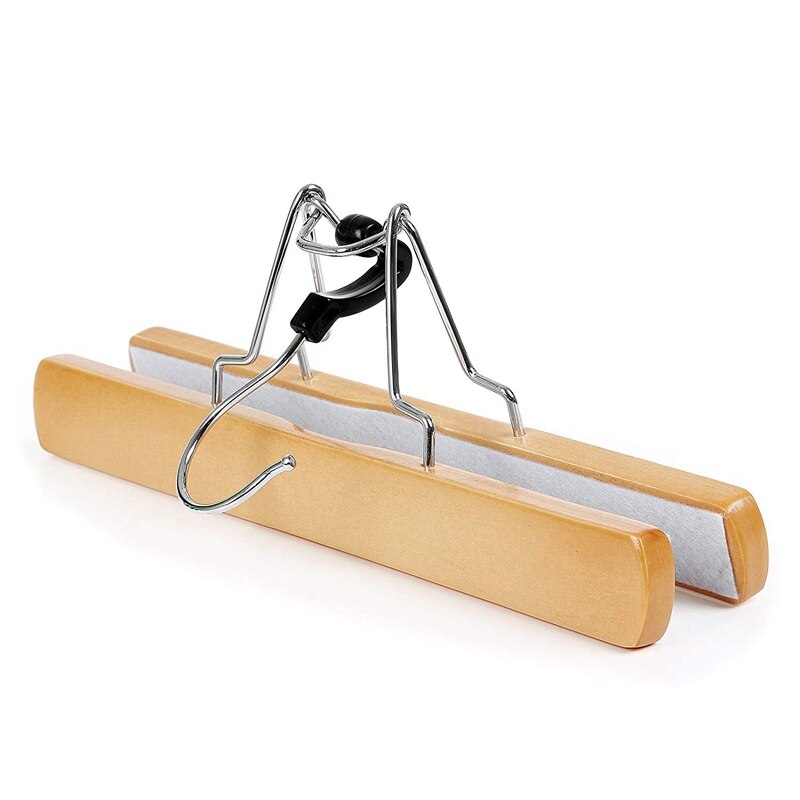 1 Set Broek Klem Hanger Massief Hout Anti-Slip Voelde Haak Broek Rok Hangers Natuurlijke