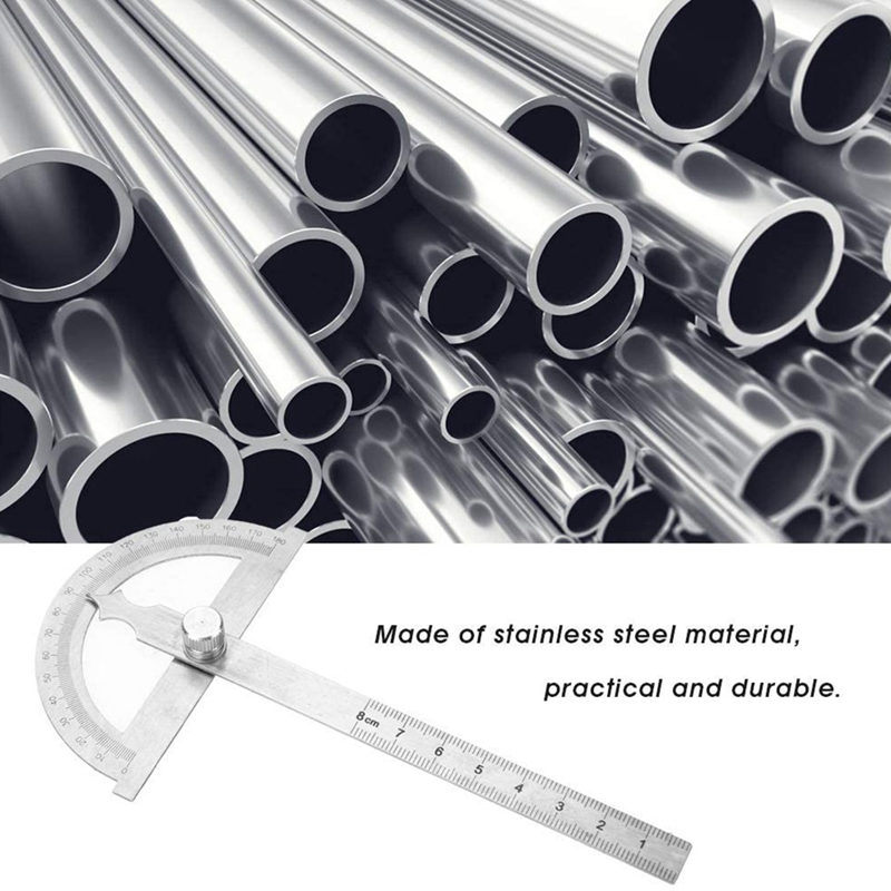 0-180 Degree Stainless Steel Goniometer, Woodworking Building Survey Painting 80X120mm Hollow Angle Ruler