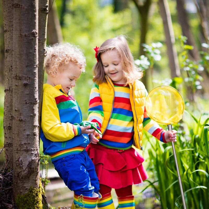 2X Catching Catching Butterfly Net Fishing Net Bag Stainless Steel Telescopic Fishing Net Tool Green &amp; Red