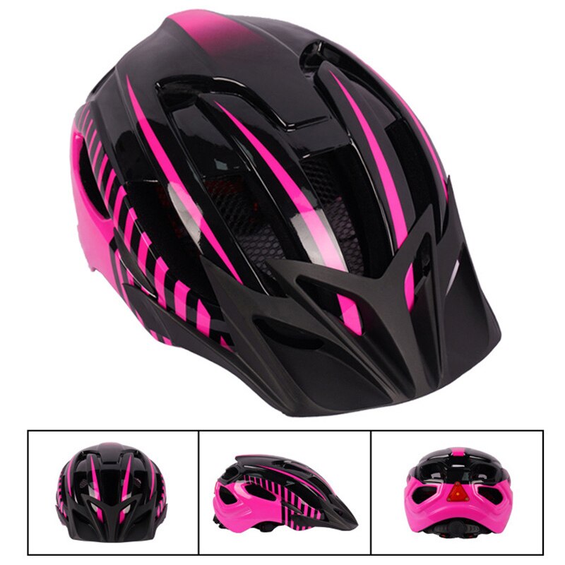 Cycling Helmet With LED Back Light Bike Ultralight Helmet Intergrally-Molded Mountain Road Bicycle Helmet Safe Men Women: Purple