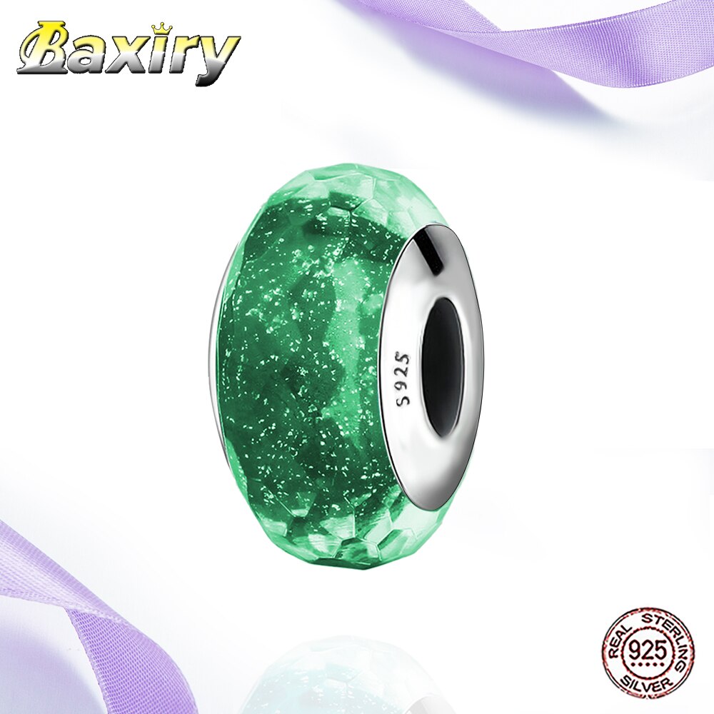 925 Sterling Silver Green Murano Glass Bead DIY Fit Charms Silver 925 Original Bracelets Beads For Women Jewelry Making