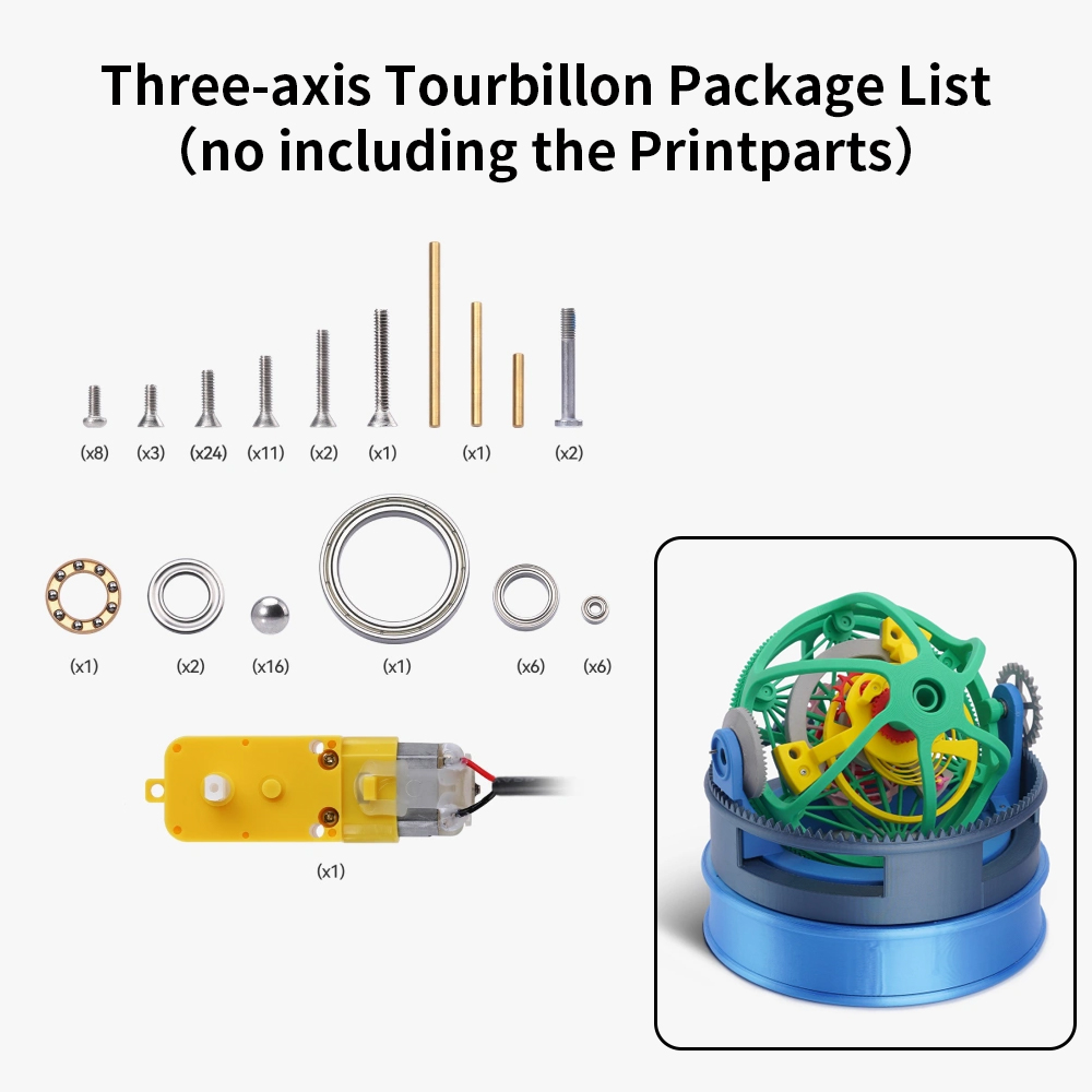 For Bambu Lab Aircraft engine/LED Light/Marble Track/Three-axis Tourbillon 3D Print Parts Model Kit 3d Printer Parts: green