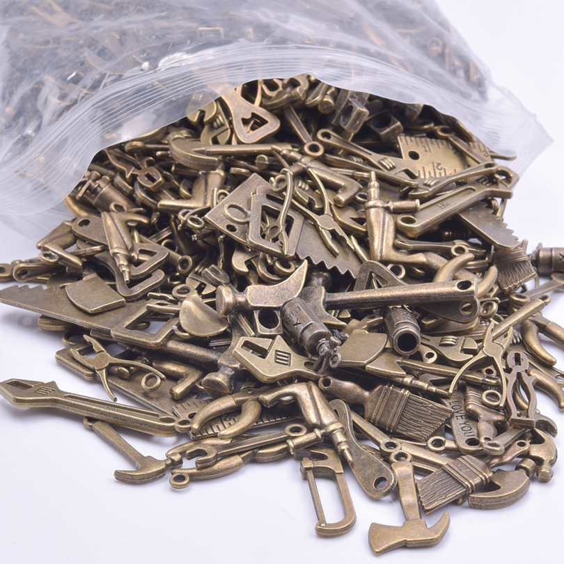 10/20/30 unids/lote herramientas de bronce colgantes de joyería DIY te amo abridor de botellas cepillo encantos a granel suministros de joyería de Metal
