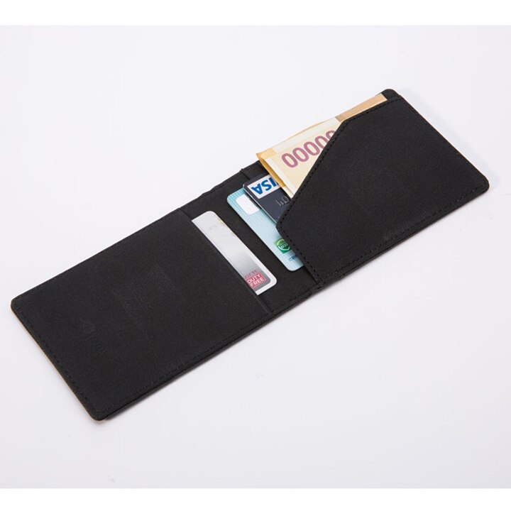 Koreansk pu tegnebog personlighed farverig klippose kort åben stor pengeseddel tegnebog: Sort
