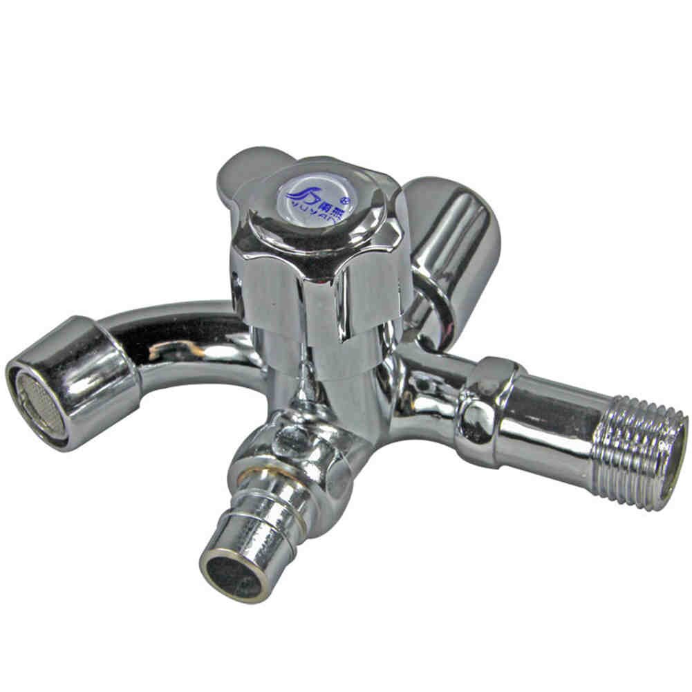 Single-inlet 2-outlet Washing Machine Tap Home 4 Points 6 Points Long 3-way Tap Copper Taps BJStore