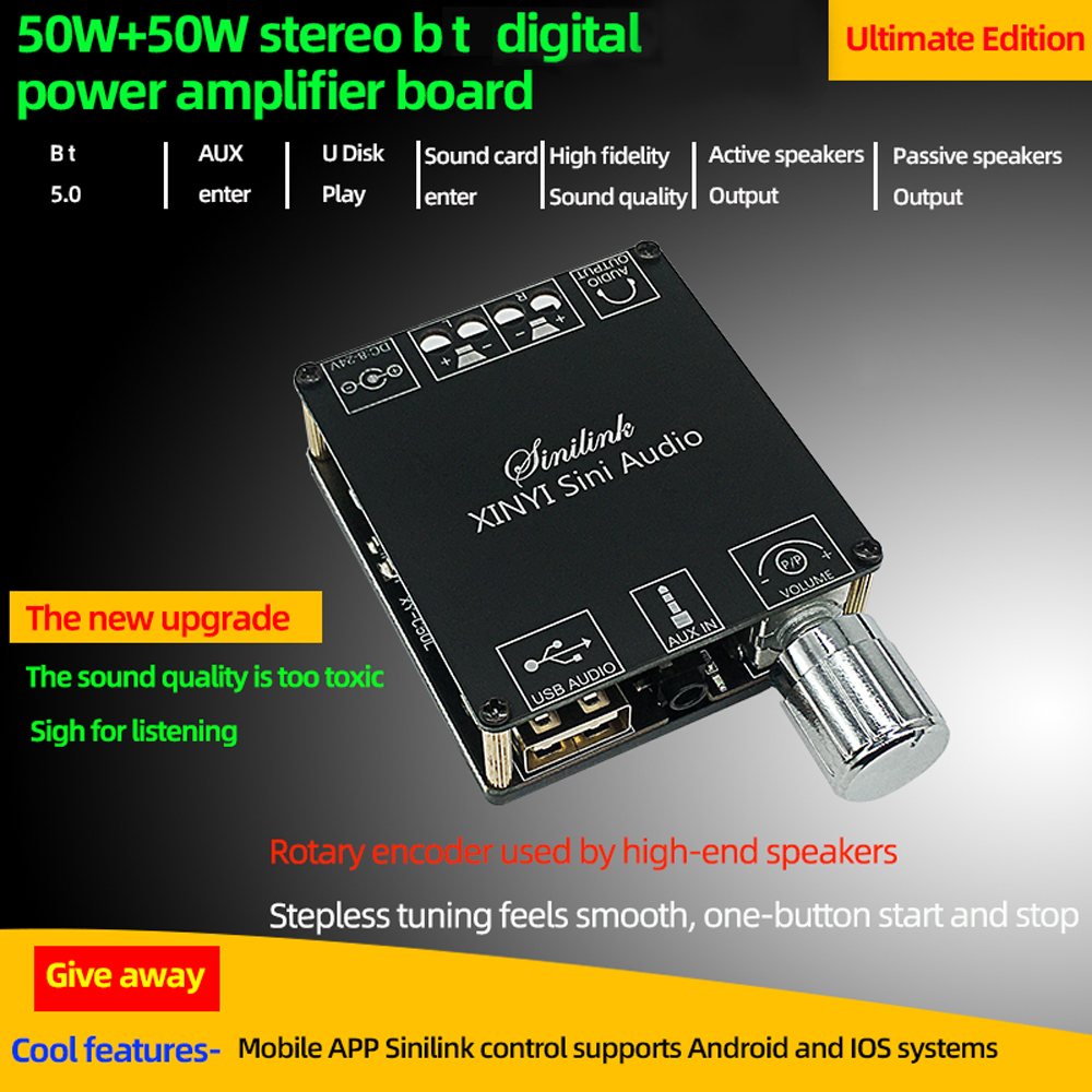 50Wx2 Bluetooth 5.0 bezprzewodowy dźwięk cyfrowy wzmacniacz mocy nieskończone strojenie płyta stereo wzmacniacz dwukanałowy wzmacniacz C50L