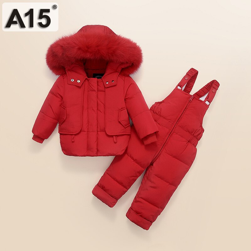 A15 unisex peuter jongens winterjas dons afneembare muts set broek kinderen kinderkleding meisjes babyjassen maat 12m 2 3 jaar