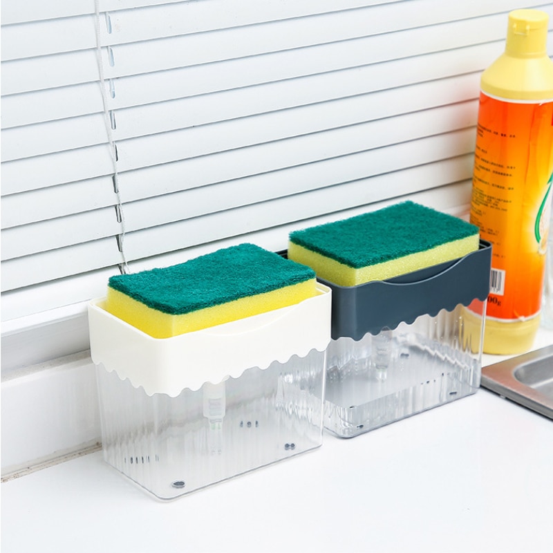 Press Soap Dispenser Sponge Detergent Liquid Dispenser Dishwashing Liquid Dispenser Box Press Automatic Soap Dispenser Kitchen