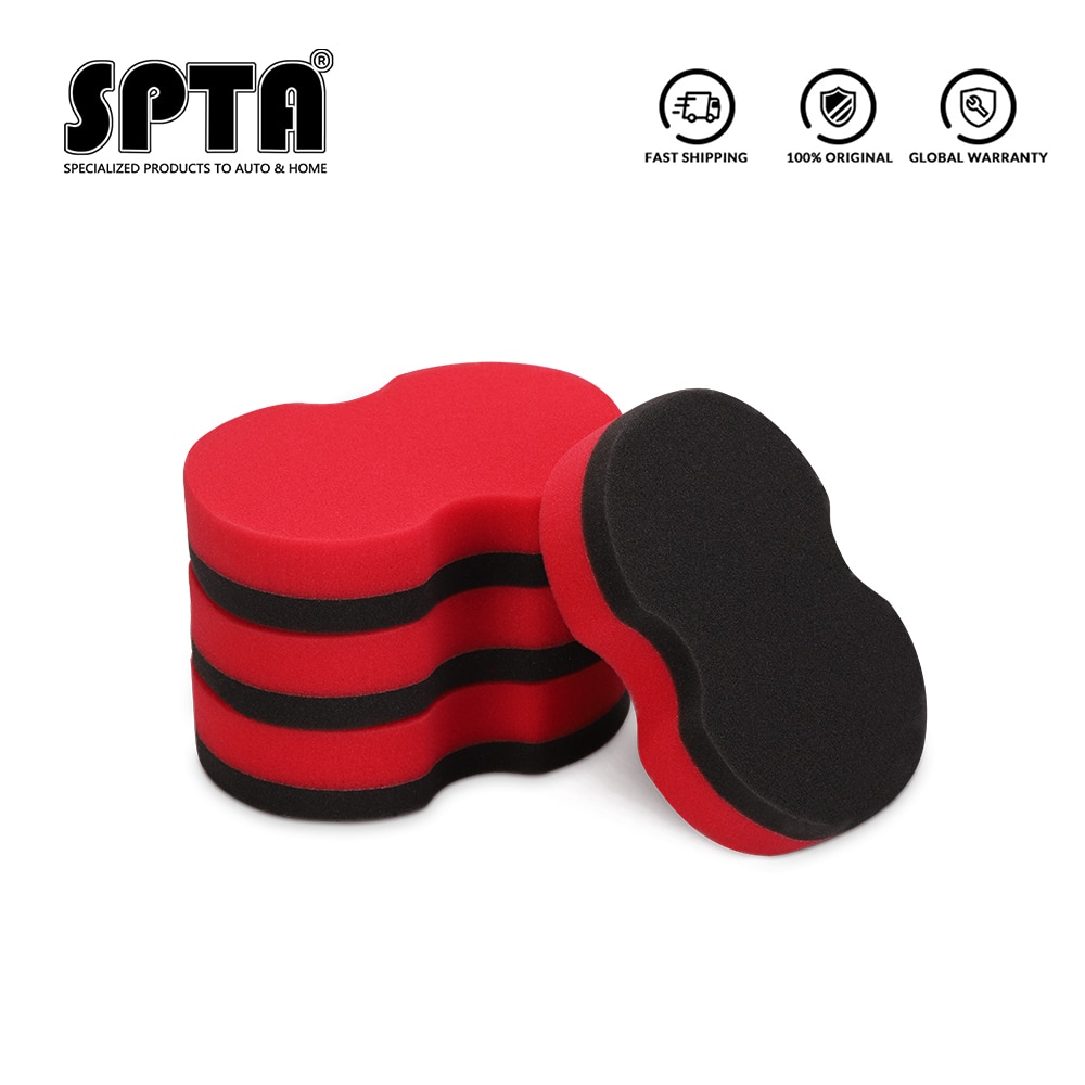 Spta auto hand applicator pad auto waxen hand hold spons rode & zwarte zachte wax spons pad auto polijst pad