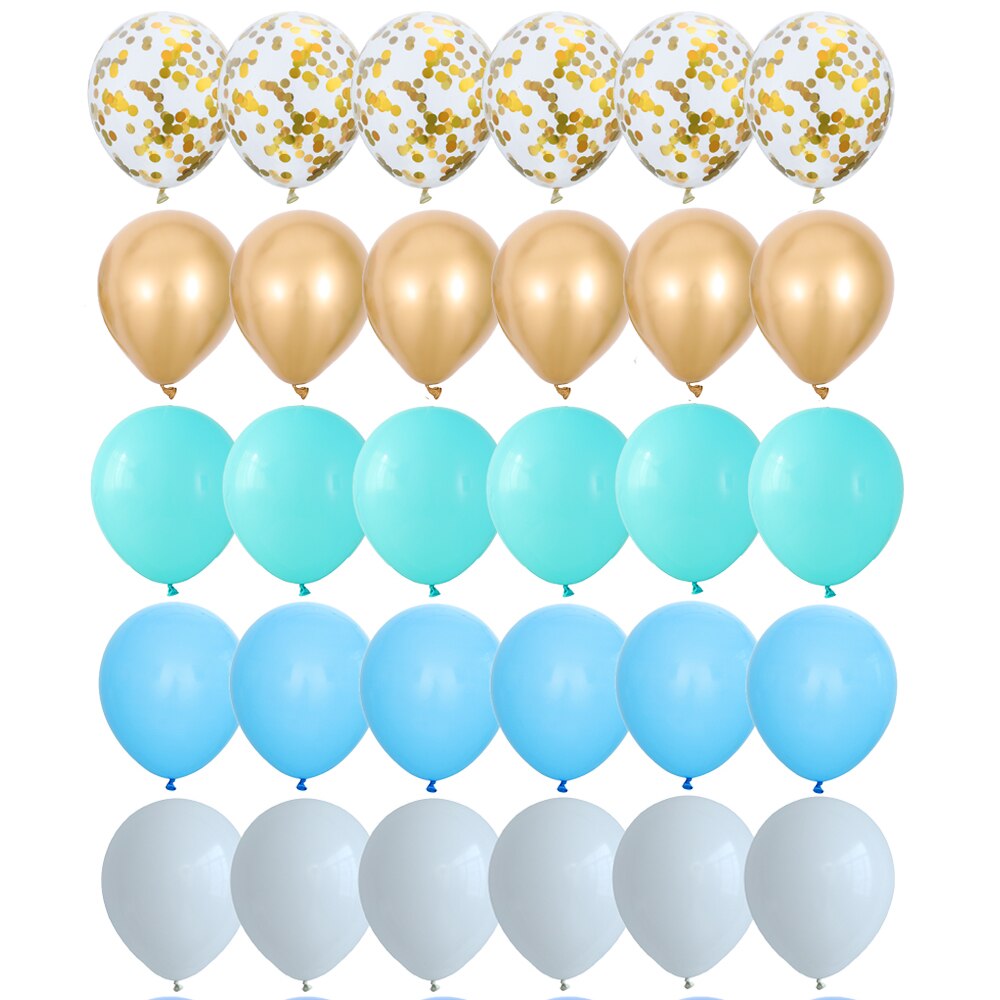 30Pcs Tiffany Blauwe Ballonnen Set Chrome Metallic Grandado