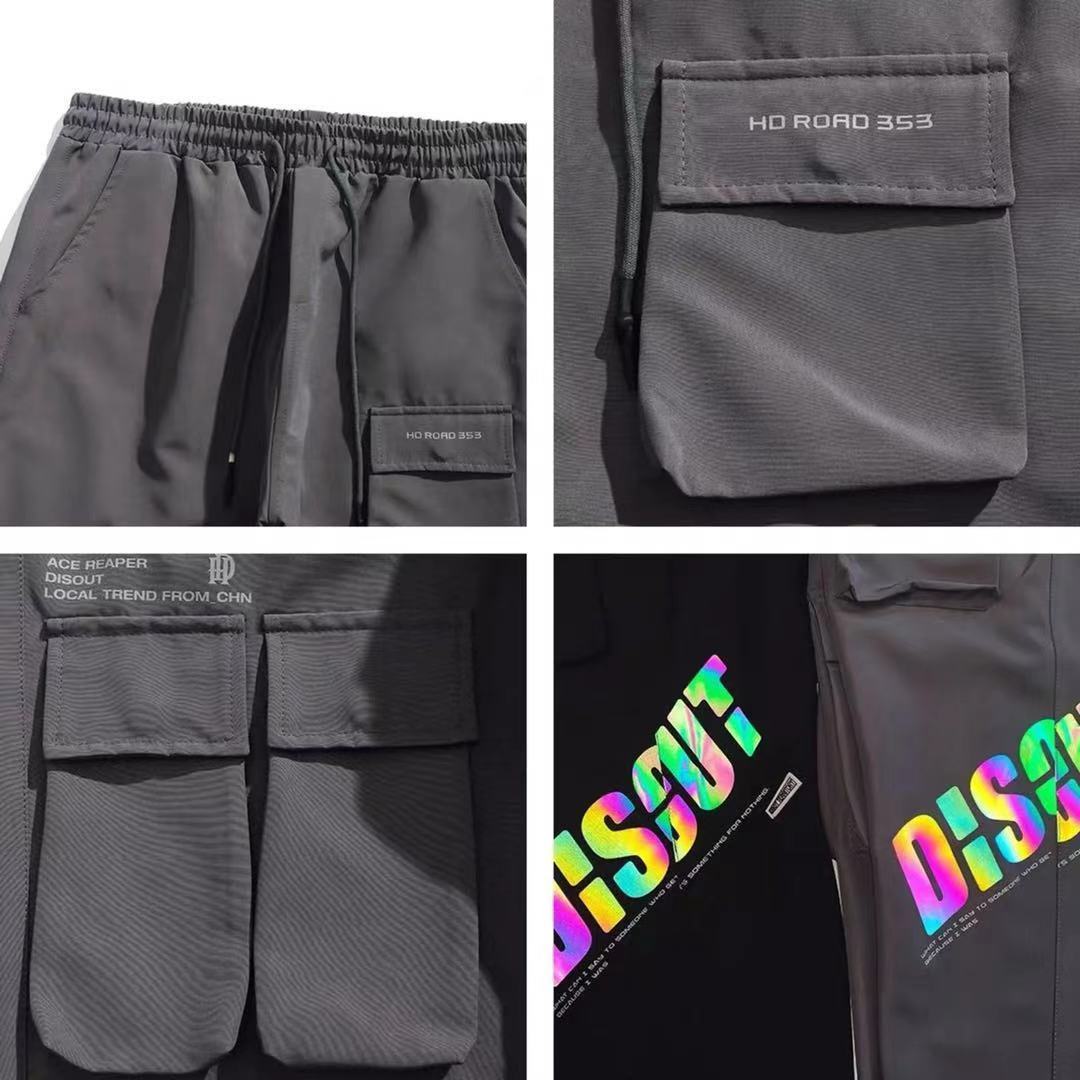 Techwear riflettente uomo Streetwear pantaloni Hip-Hop coreani Harem pantaloni Cargo Casual da uomo pantaloni larghi funzionali multi-tasca