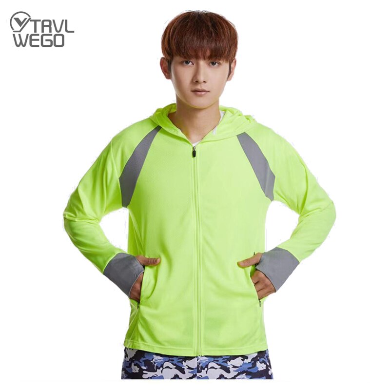 TRVLWEGO-Camiseta de manga larga para hombre, camisa de secado rápido con protección UV, azul claro, para escalada, senderismo, pesca, ropa para exteriores