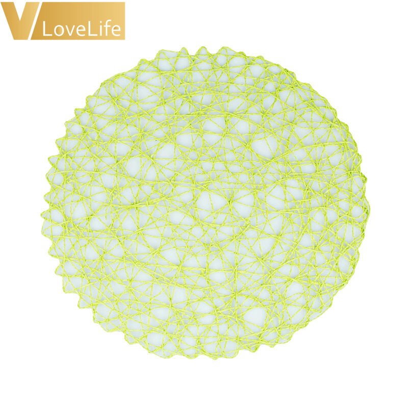 6 stk papirreb mesh rundt bord dækkeservietter hjemmekøkken jule børn gør-det-selv dekorationspuder 38*38cm borddekoration: Grøn