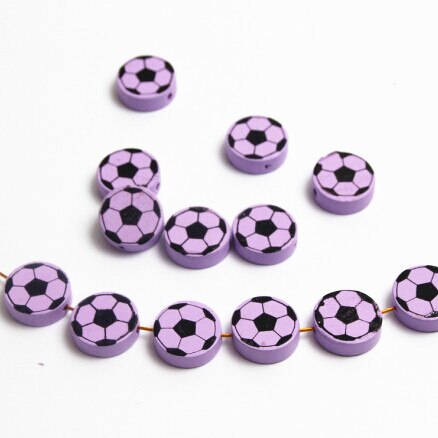 Cute Football Pattern 20Pcs Lead-Free Wood Beads For Jewelry Making Accessories Bracelets DIY Craft For Child 20mm: Color 6