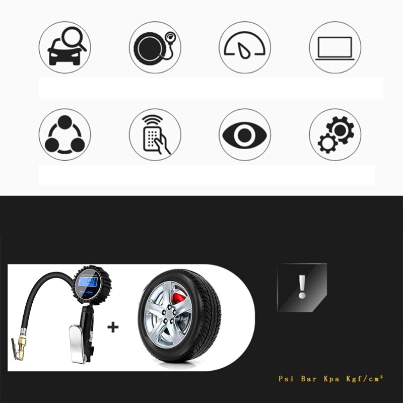 3-in-1 Deflator &amp; Tire Inflator with Pressure Gauge Portable 200PSI Digital Tire Pressure Gauge Air Compressor Accessory