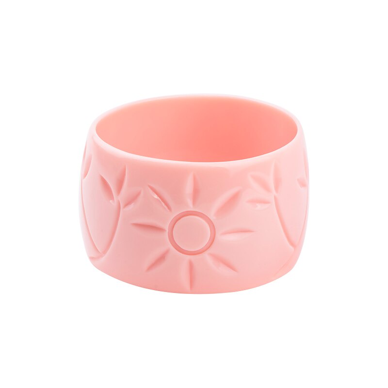 Brazalete de resina de con grabado de flores del sol para mujer, brazaletes de , Pulseras anchas acrílica para mujer, abalorio Simple, joyería para: pink