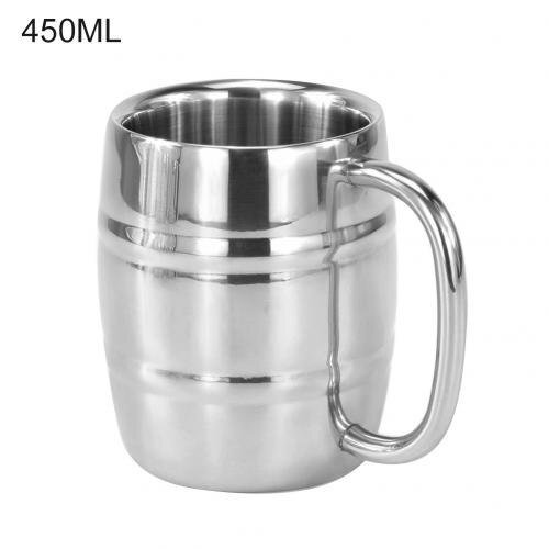 230/300/450ml dobbeltlags bærbart rustfrit stål kaffe øl krus drikke kop: 450ml