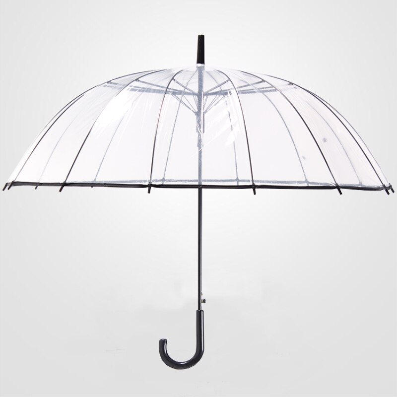 Palony stort langt håndtag 16 rib gennemsigtig paraply mand kvinde regn solid automatisk regnfuld klar