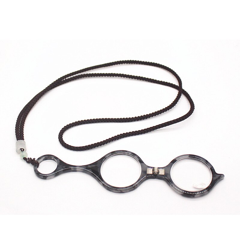 Zilead – lunettes de lecture rétro pour femmes, pendentif pliable, Portable, collier rond, presbytie, hypermétropie: +350 / black