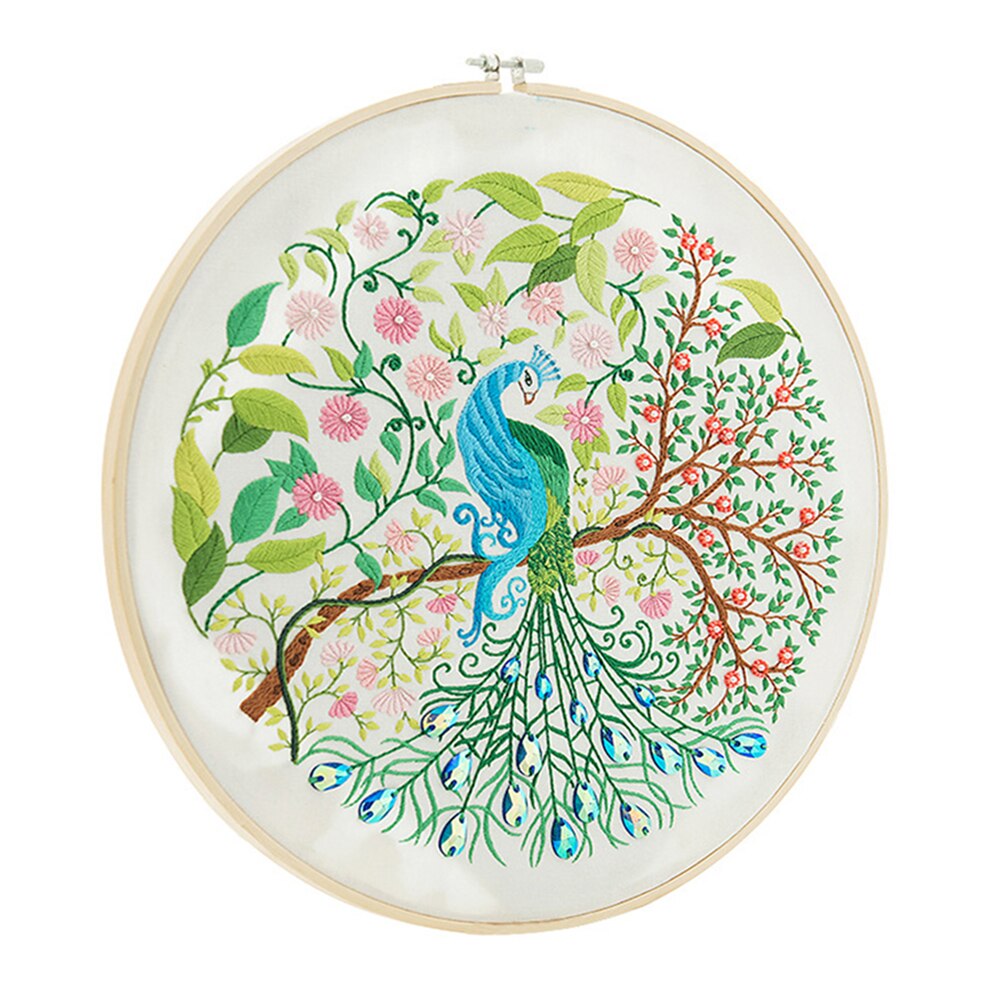 Handwerk Diy Stempel Bloem Pauw Handwerken Diy Katoenen Draad Borduurwerk Ingelijst Borduurwerk Kit Handwerken Craft