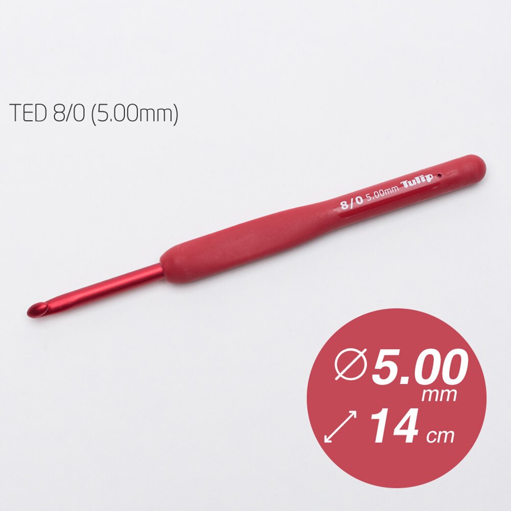 1PC Japan Tulip Brand Red Crochet Hook Aluminum Resin Knitting Needles Original authentic Upscale Imported Dia 1.8-6.5mm MMHXQ: 5.0mm