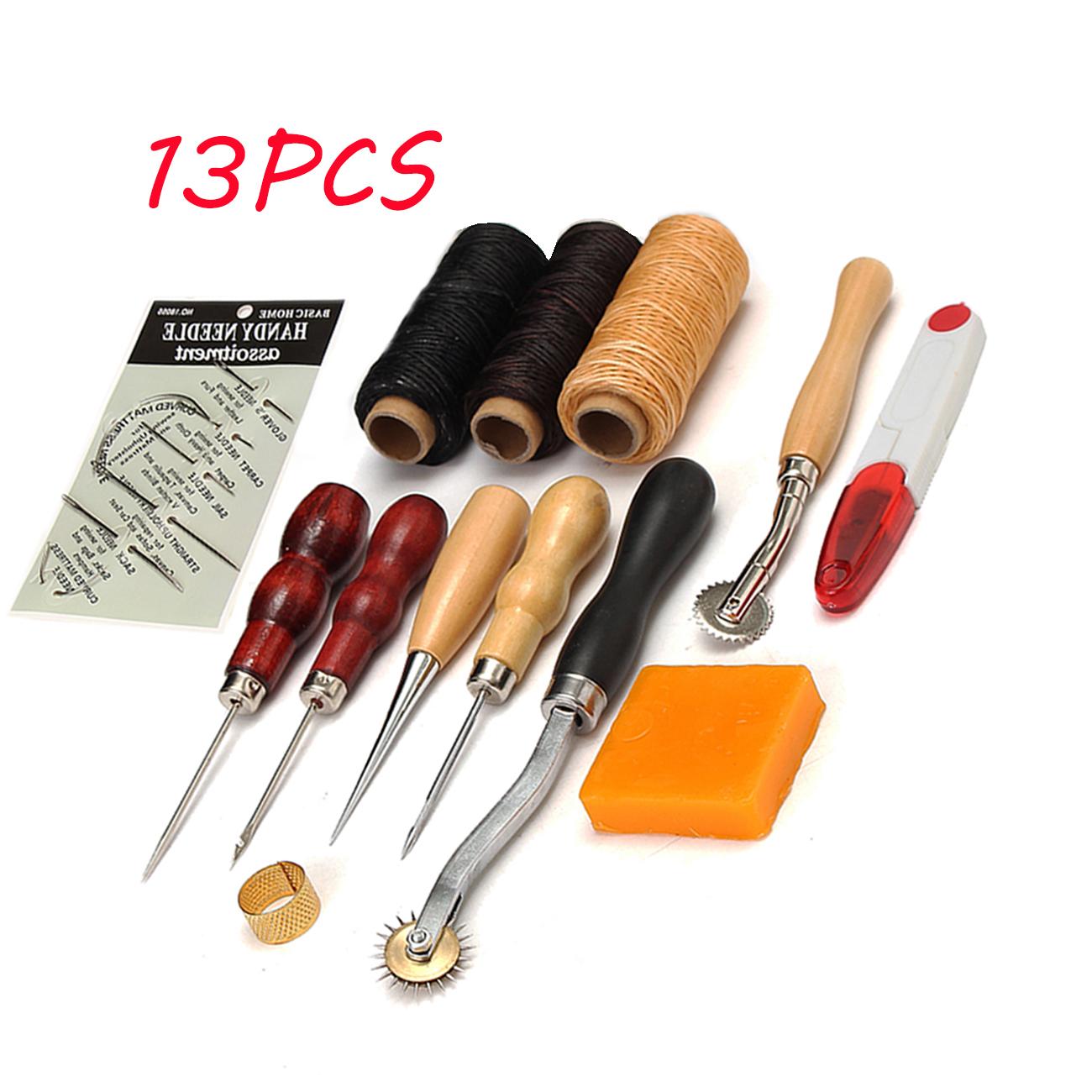 23/37/78Pcs Leather Craft Punch Tools Kit Hand Sewing Stitching Punch Carving Works Saddle Leathercraft Accessories: 13 pcs