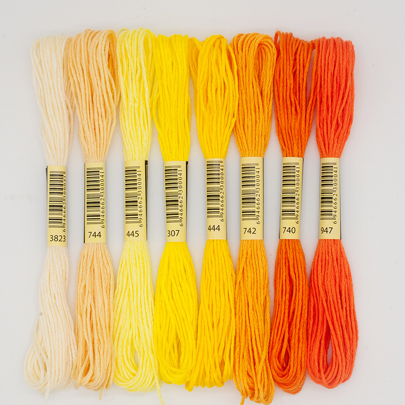 Hilo de punto de cruz de algodón, madejas de costura, manualidades, Color degradado, 8 estilos únicos: Blanco